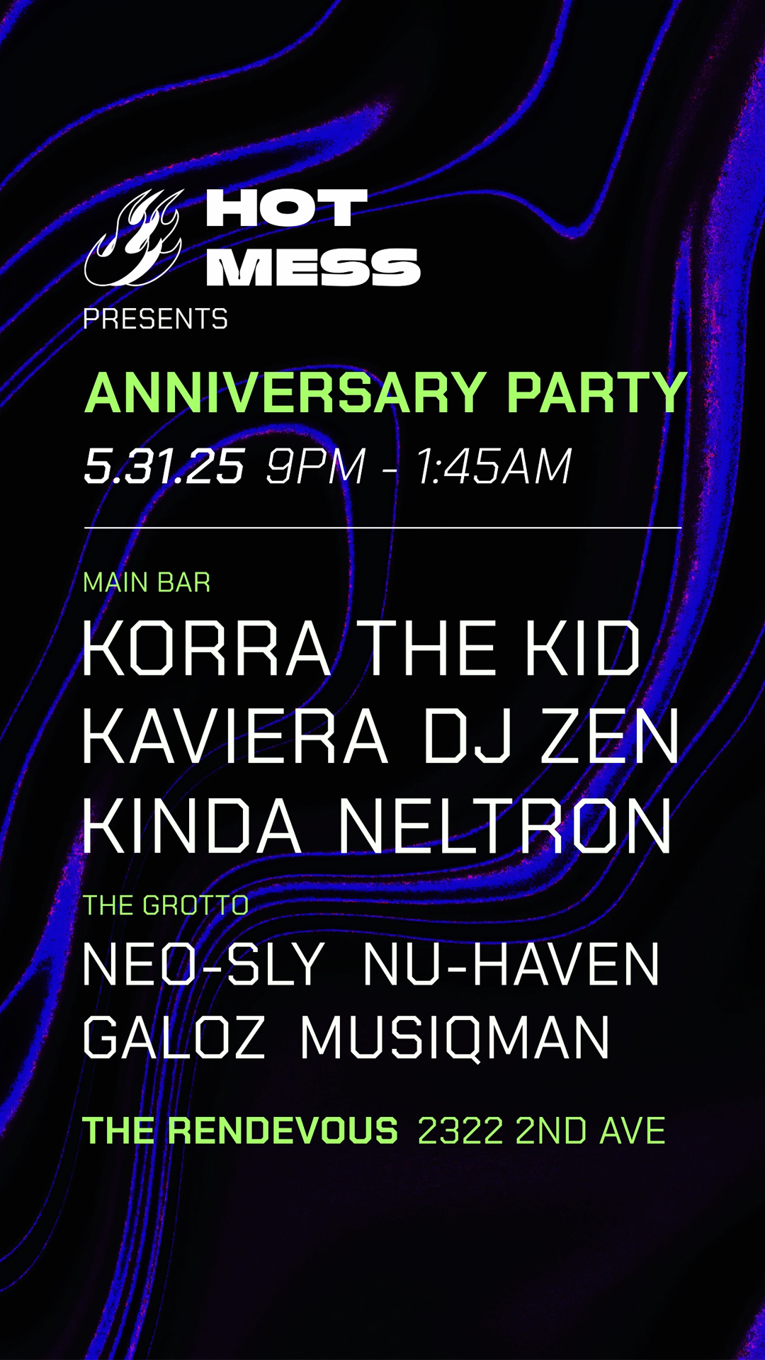 Hot Mess Anniversary Party flyer